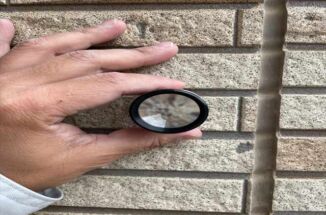 石岡市で現地調査。外壁にピンホール?ルーペで調査!