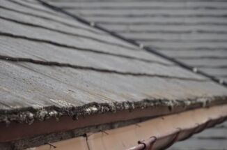 石岡市で現地調査、傷んで苔が生えたスレート屋根は雨漏り手前！