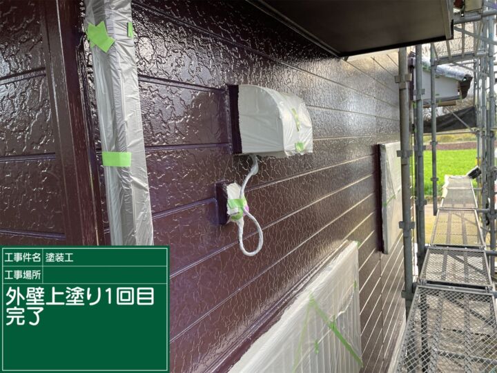 石岡市_外壁上塗り３ブラウン完了_20080