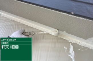 石岡市でカビの生えた軒天に防カビ塗装をおこないました