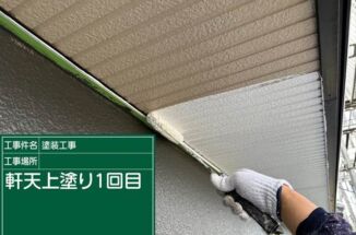 かすみがうら市で軒天塗装。カビにも藻にも強い塗料で塗り替え！