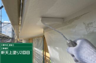 かすみがうら市で軒天塗装！カビで黒くなっていた軒天を真っ白に防カビ塗装！