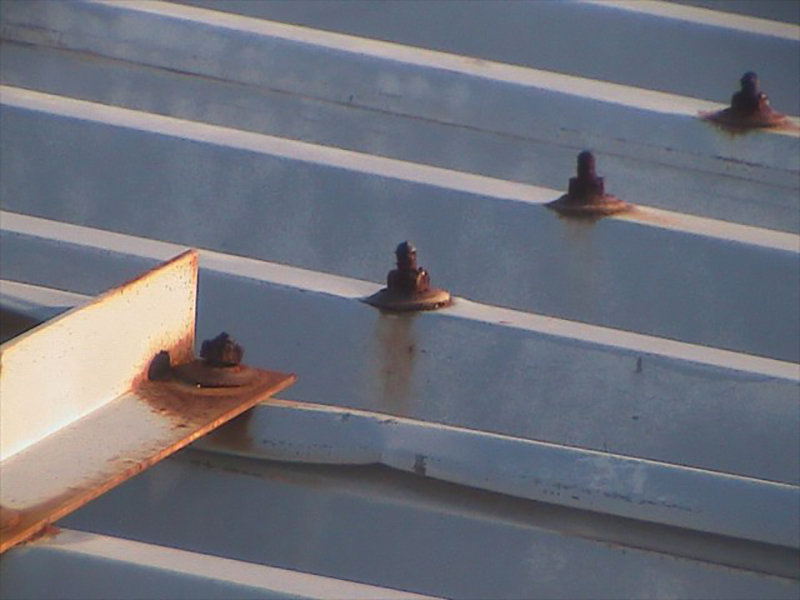 ガルバリウム鋼板の波板屋根を支える建材が破損していました。