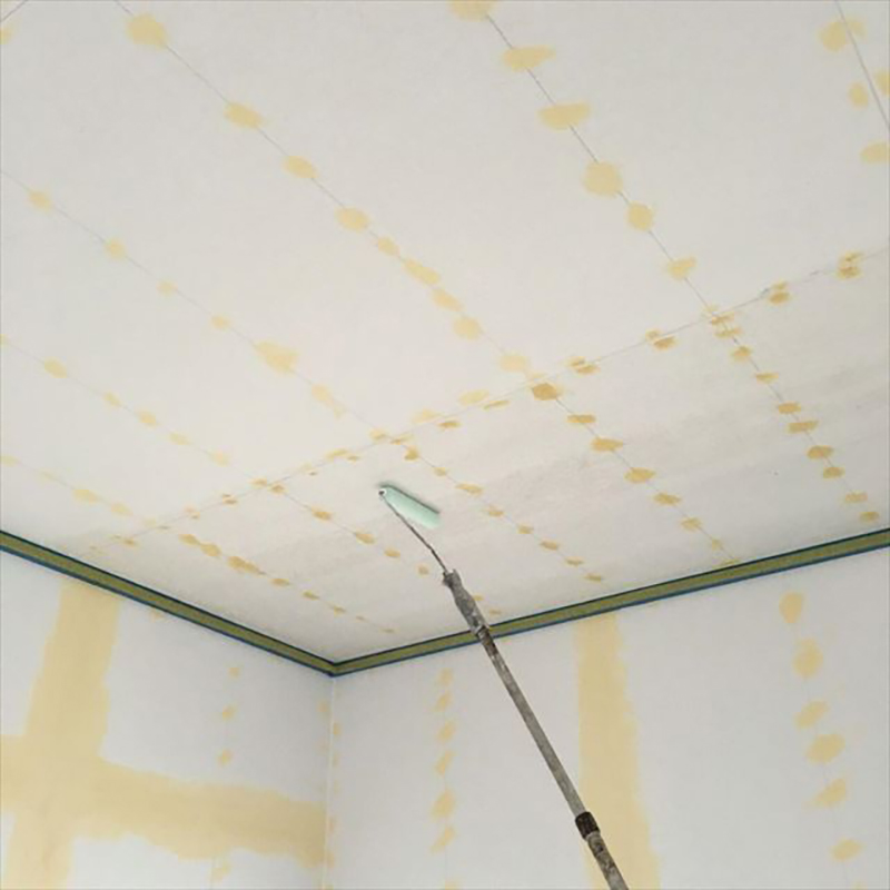 内壁の下塗りになります。  水性エポキシ系の透明の下塗りを施工いたしました。