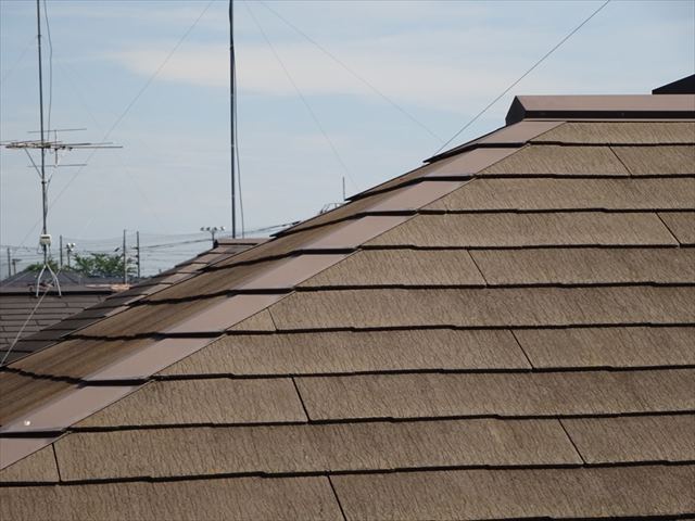 小美玉市現地の屋根はスレート屋根でした